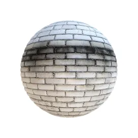 White brick wall with dirt 